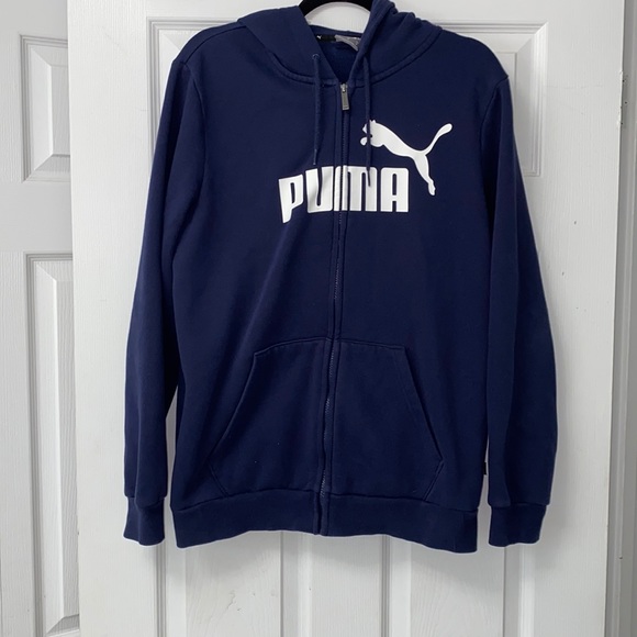 Medium- Puma men’s navy zipper hoodie - Picture 2 of 5